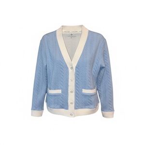 Tuckernuck Sport Light Blue Cable Charley Cardigan Large TNuck Sport Preppy